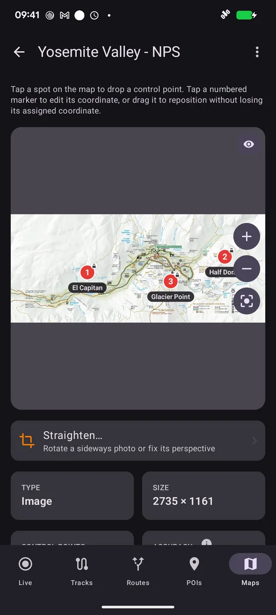 Android: three manually selected and labelled landmarks.