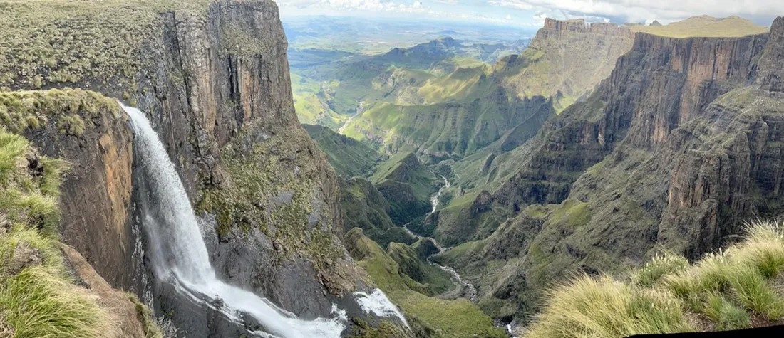 Tugela Falls dropping from the Drakensberg escarpment