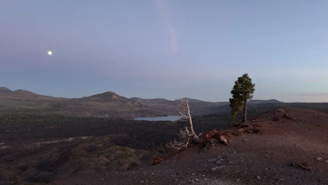 Dawn light over the volcanic landscape and Painted Dunes near Cinder Cone