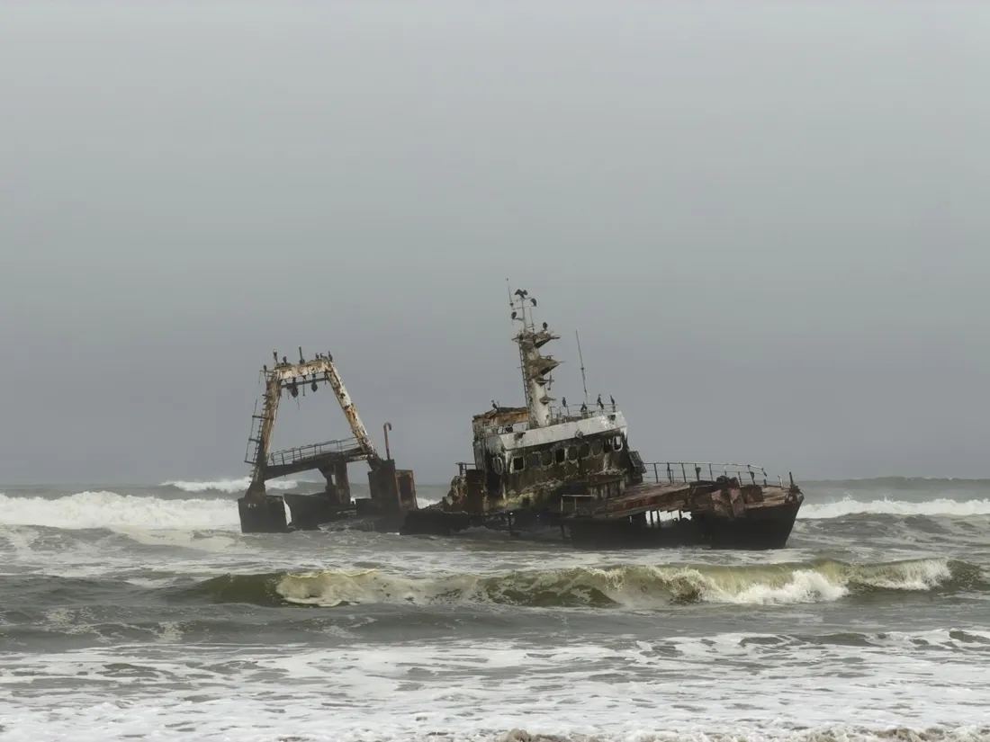 The Zeila shipwreck in the surf of the Skeleton Coast