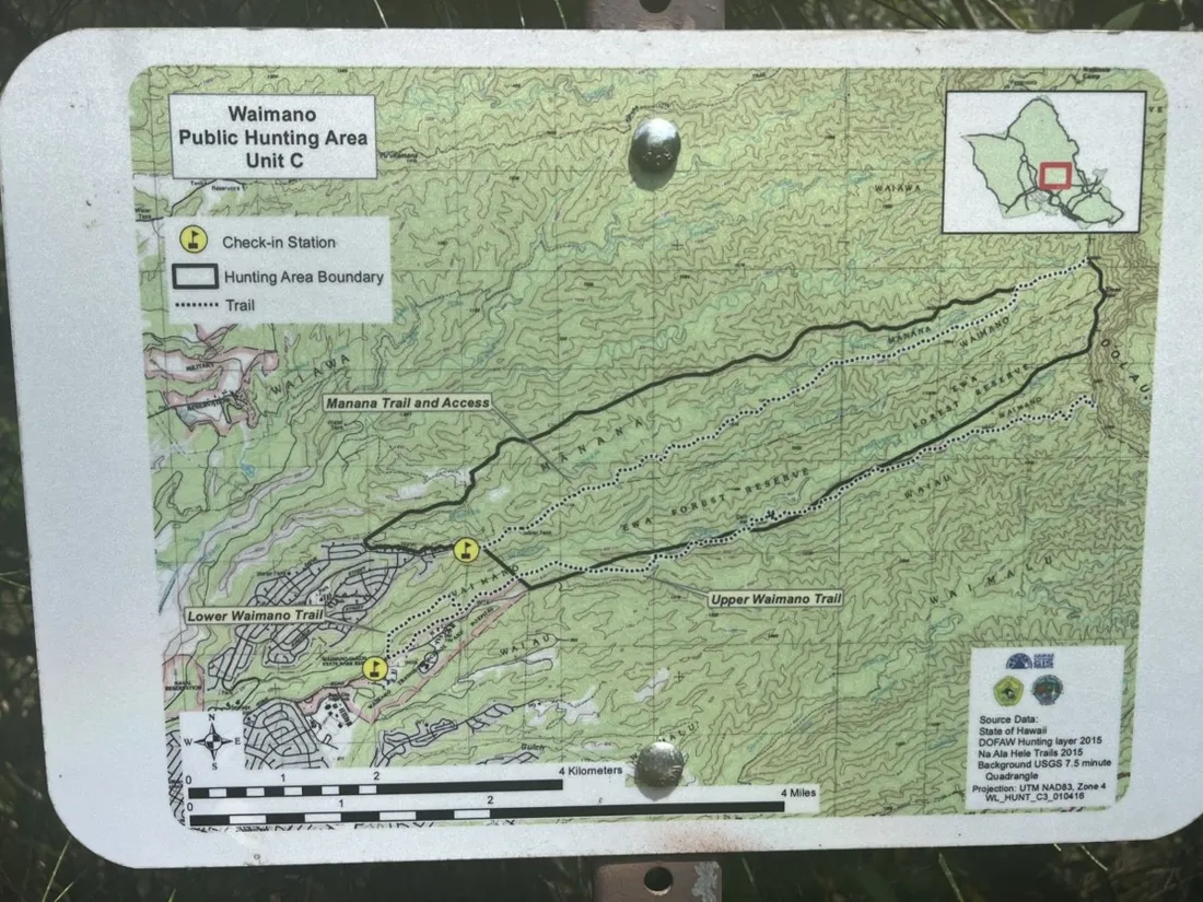 The trailhead map board, photographed and georeferenced in NomadTracks