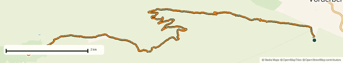 Routenkarte: Von Vorderberg zur Dellacher Alm: ein wilder 13-km-Anstieg abseits der Wege — gezeichnet aus den aufgezeichneten GPS-Punkten auf einer OpenStreetMap-Karte