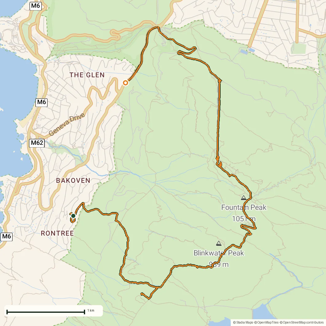 Recorded GPS track from Camps Bay up Table Mountain on the map